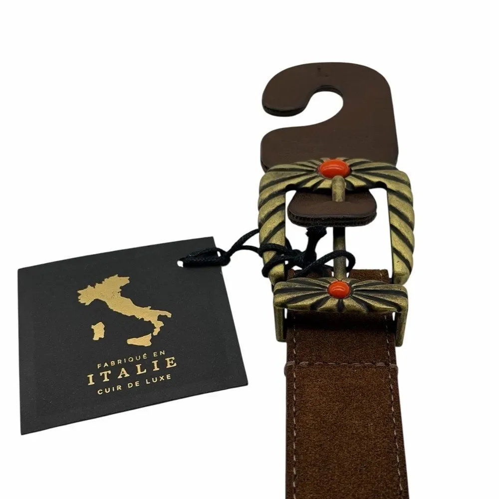 NWT Cuoieria Artigiana Luxury Leather Brown Belt L Italy